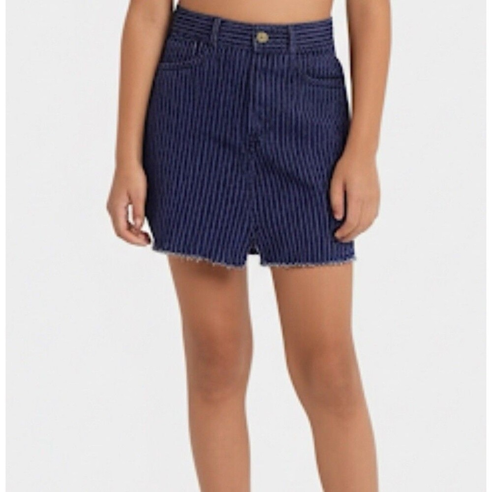 DIL) Gitano Girls Jean Shorts Girls 11-12 Striped High Waist‎ Blue